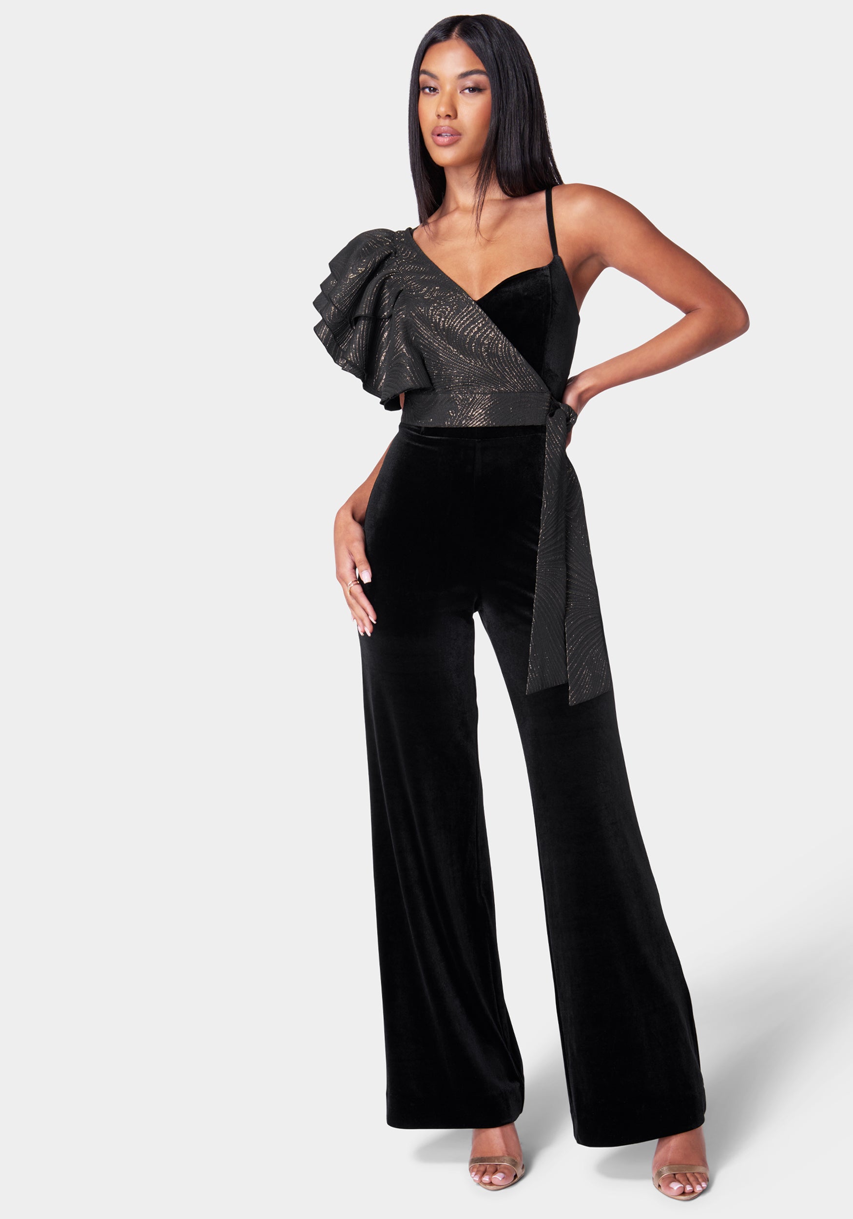 Removable Ruffle Top Wide Leg Jumpsuit