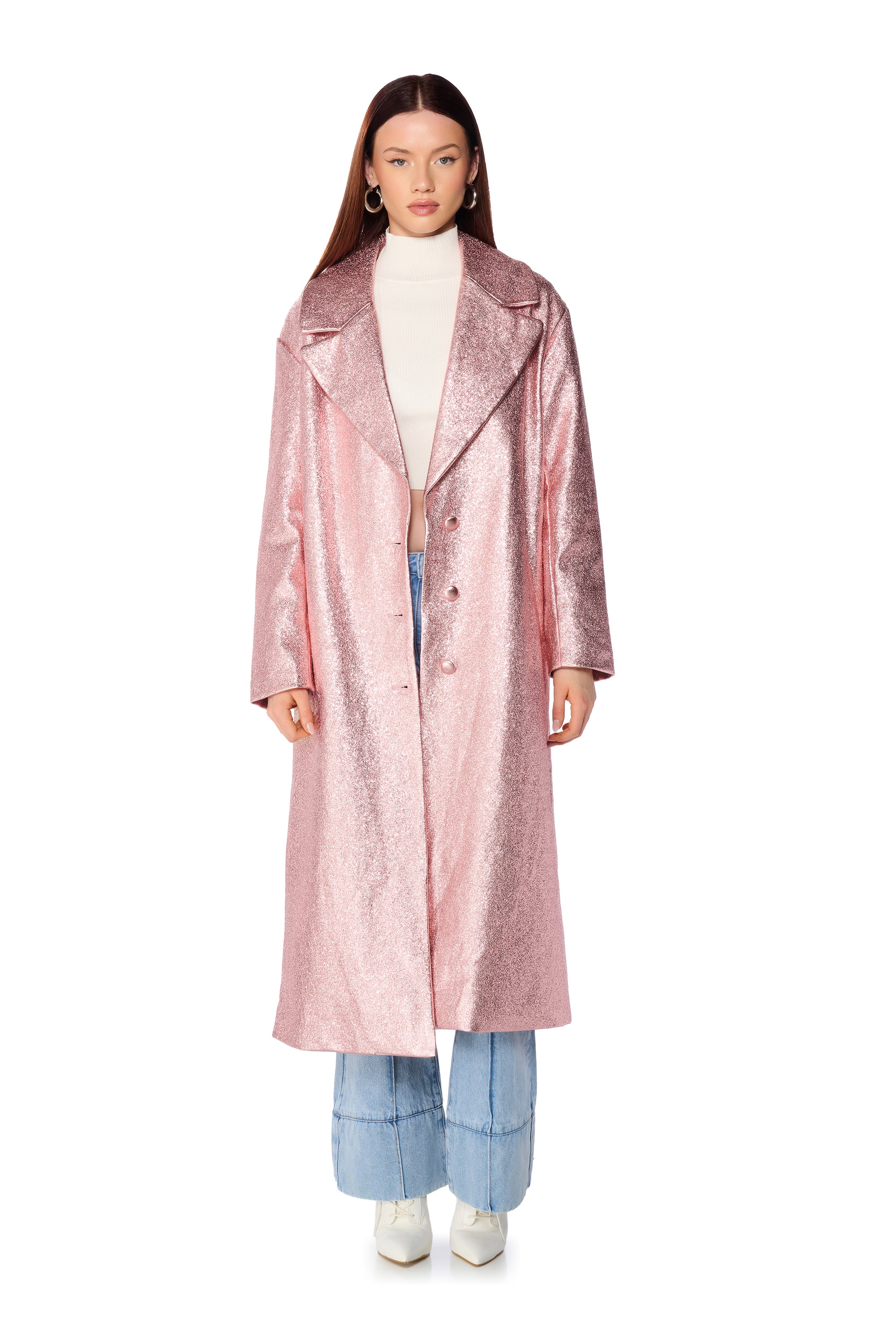 GLITTER LUXE TRENCH IN PINK