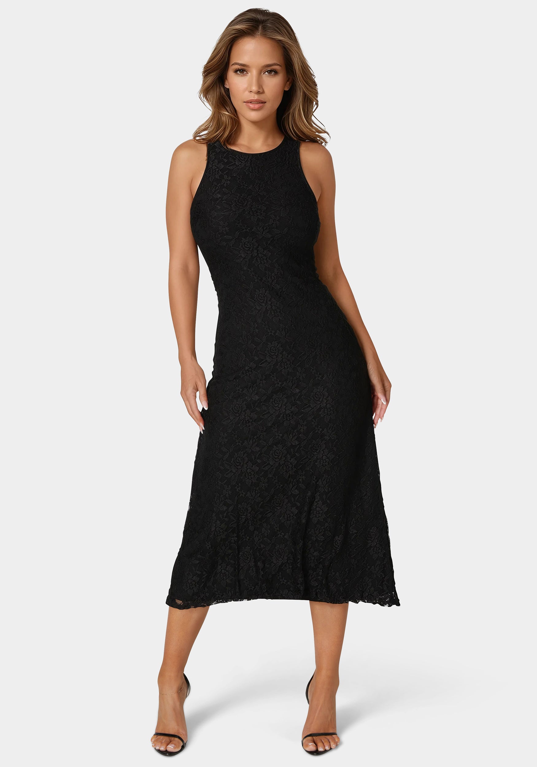 A Line Lace Midi Dress