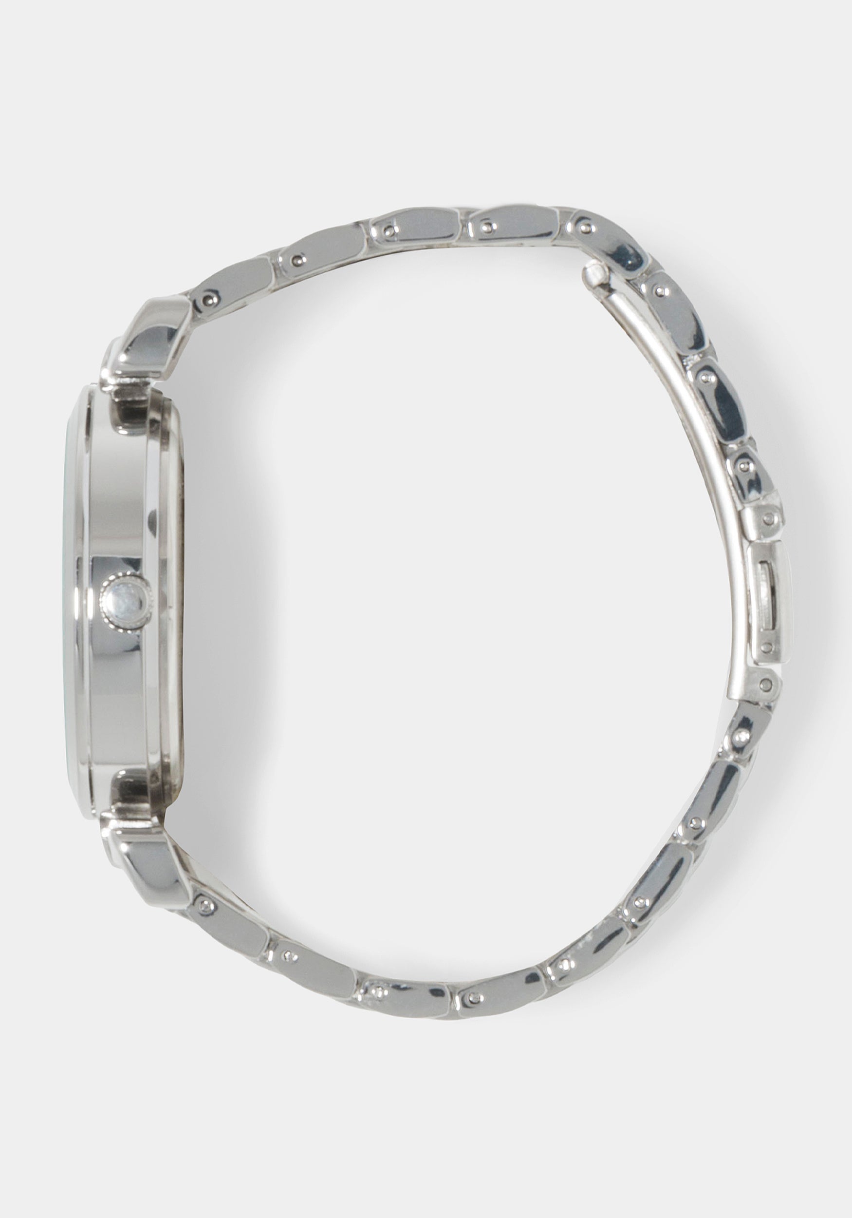 Silver Link Round Bracelet Diamond Dial Watch