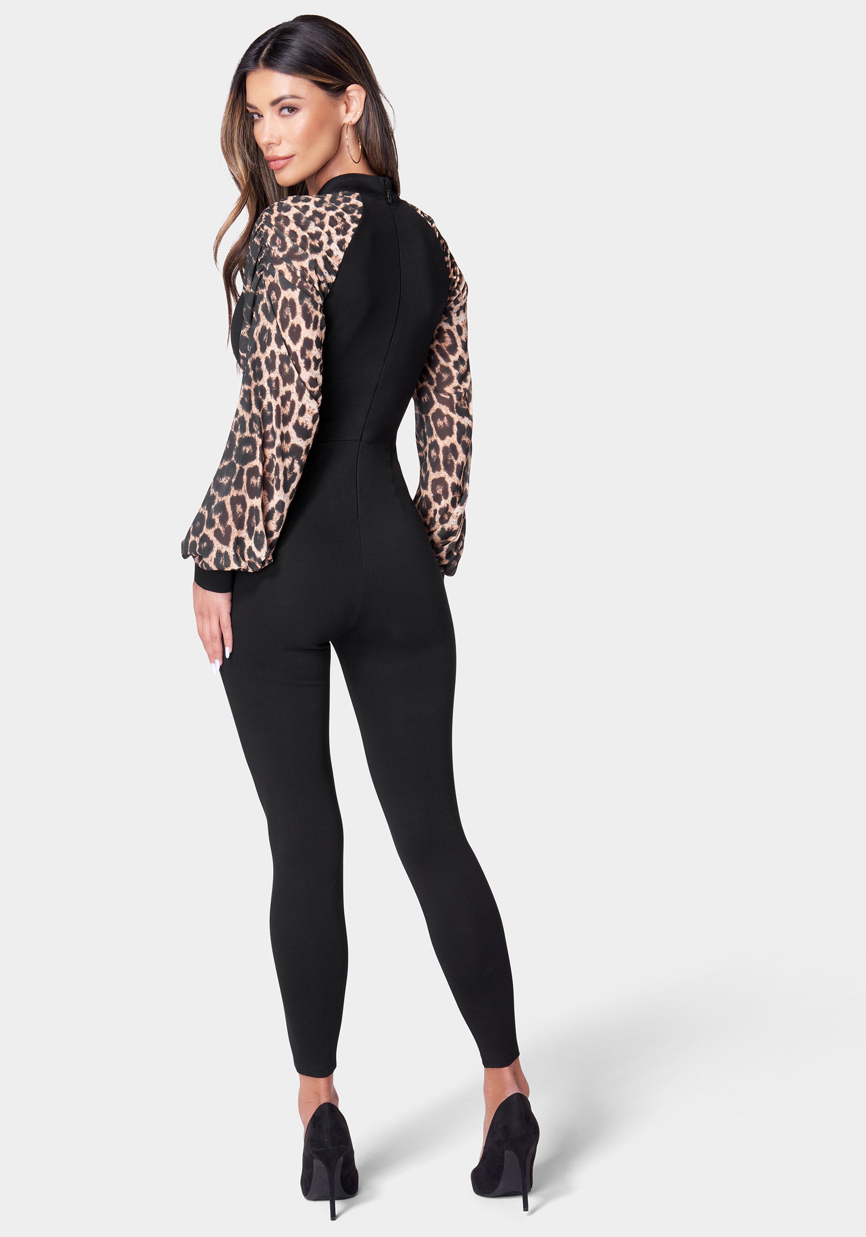 Printed Puff Sleeve Catsuit