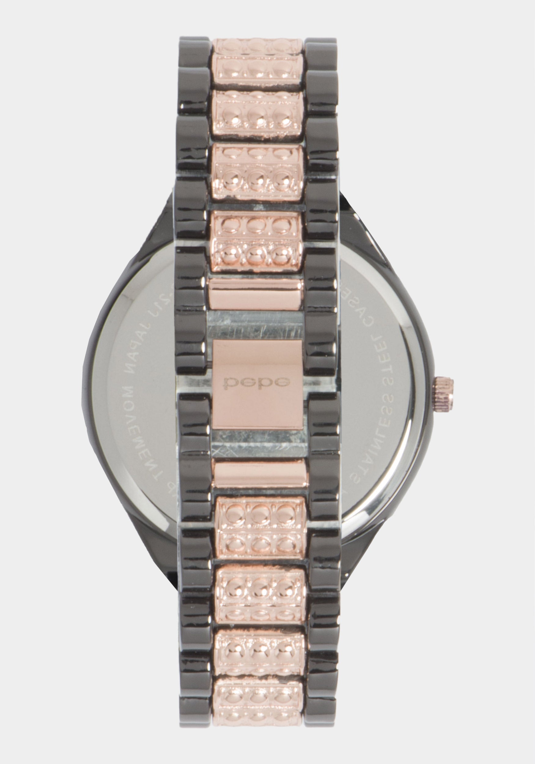 Gun Metal Dial Crystal Bezel Watch