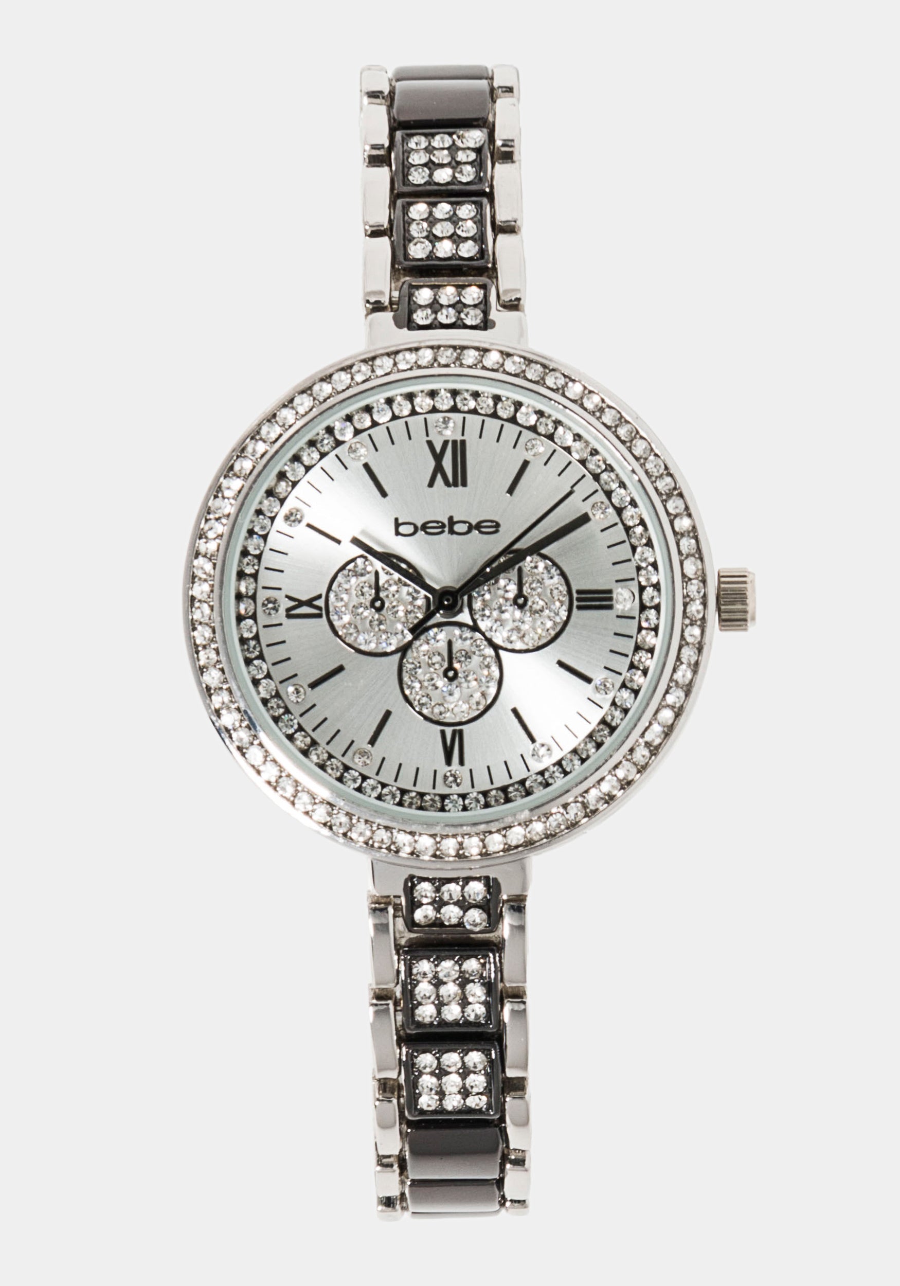 Silver Two Tone Pave Roman Numeral Watch