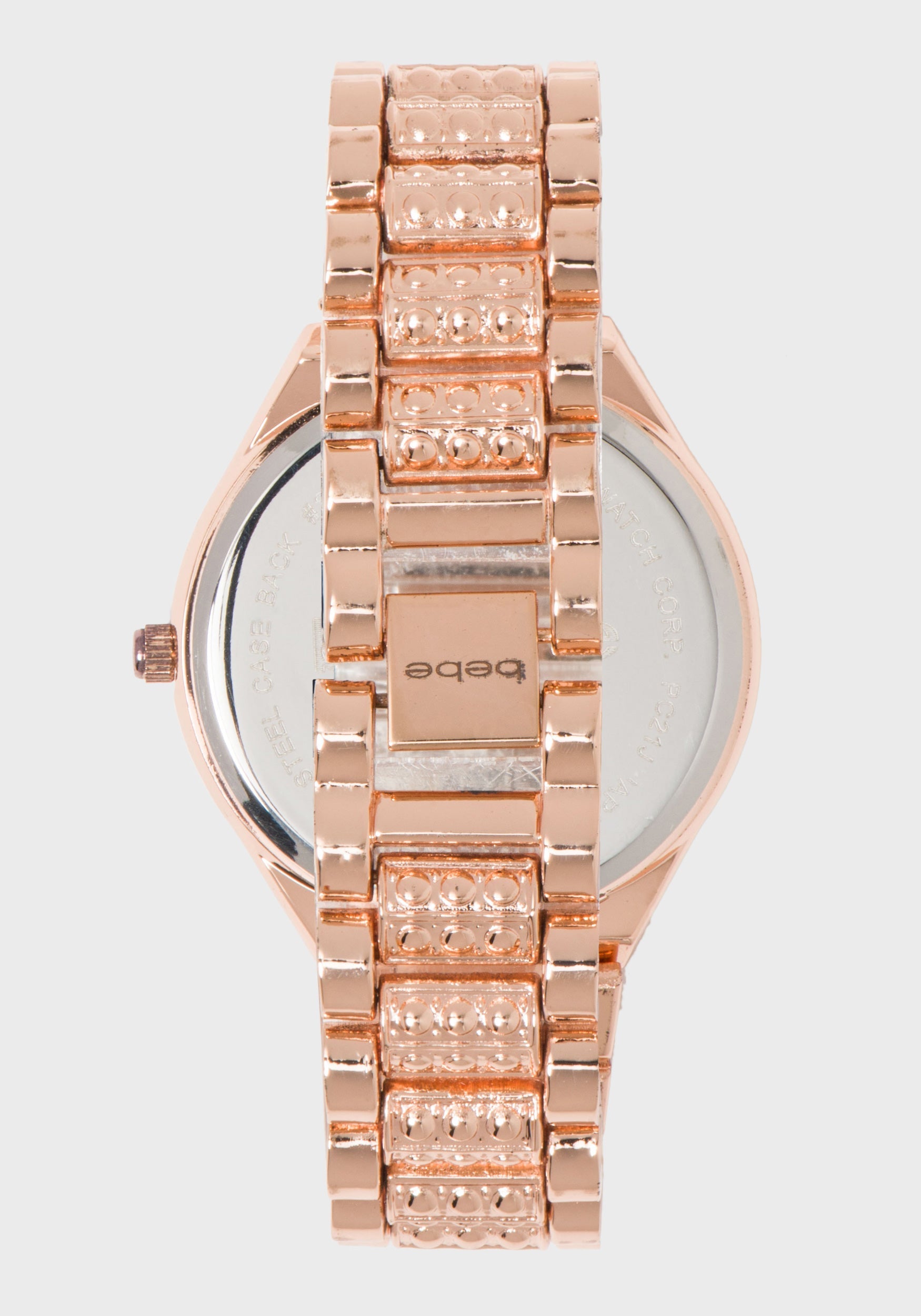 Rose Gold & Silver Crystal Bezel Logo Watch