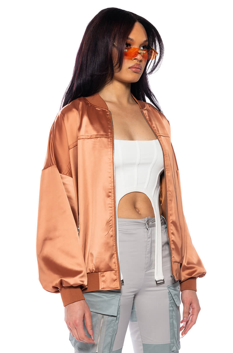 SUNSET DESERT SATIN OVERSIZED BOMBER