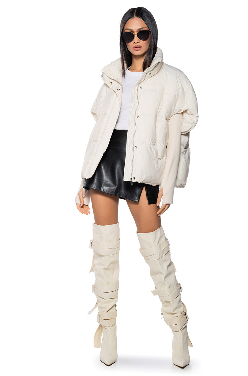 DO IT FOR FUN PUFFER RIB SLEEVE COAT