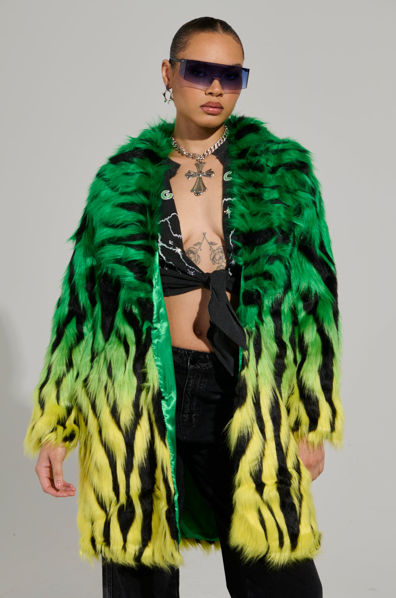 SOUND THE ALARM FAUX FUR COAT