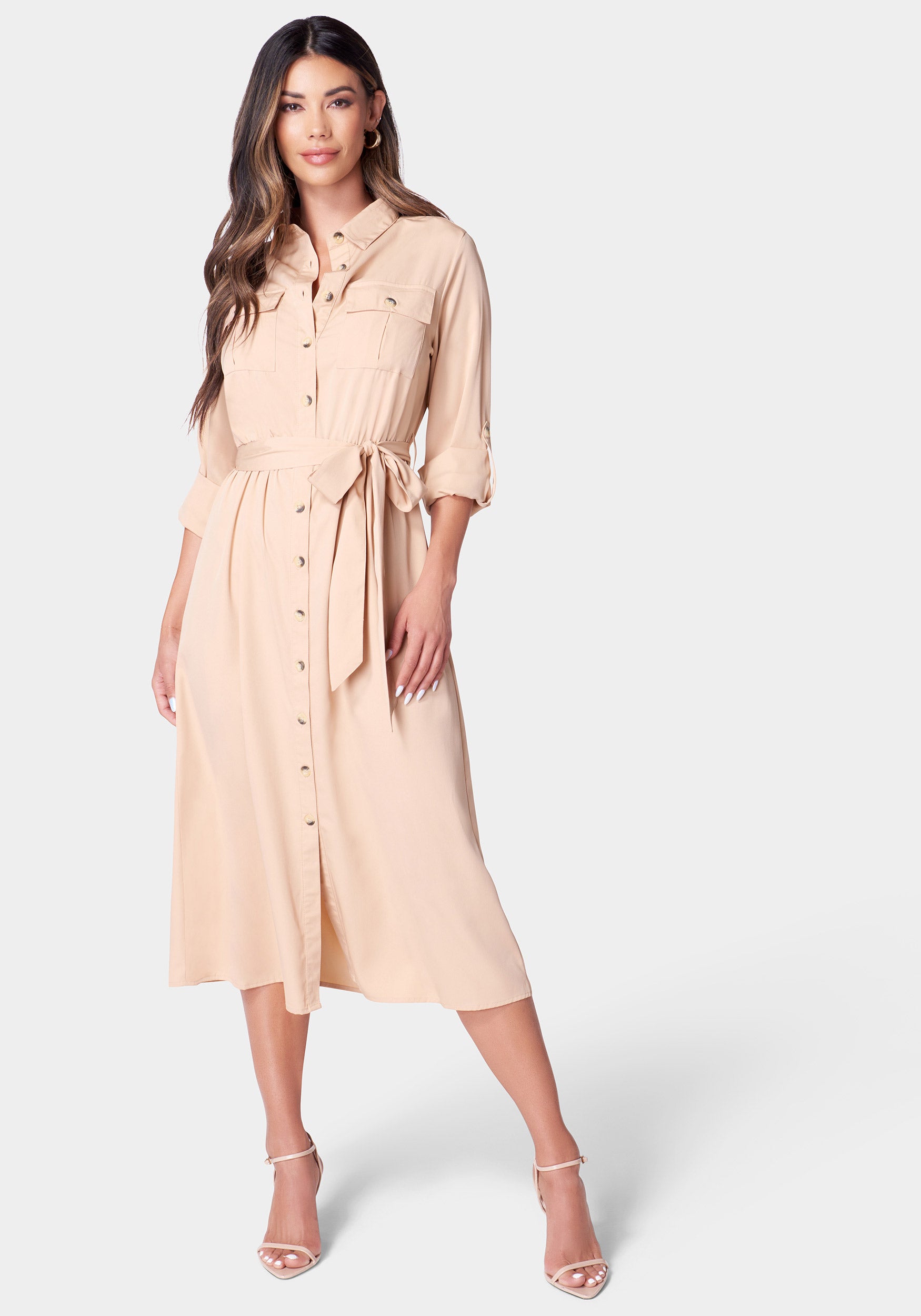 Poly Crepe Button Dress