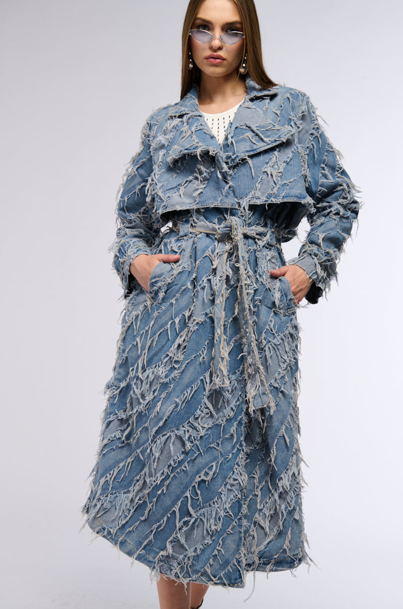 HIDDEN HILLS PATCHWORK DENIM TRENCH