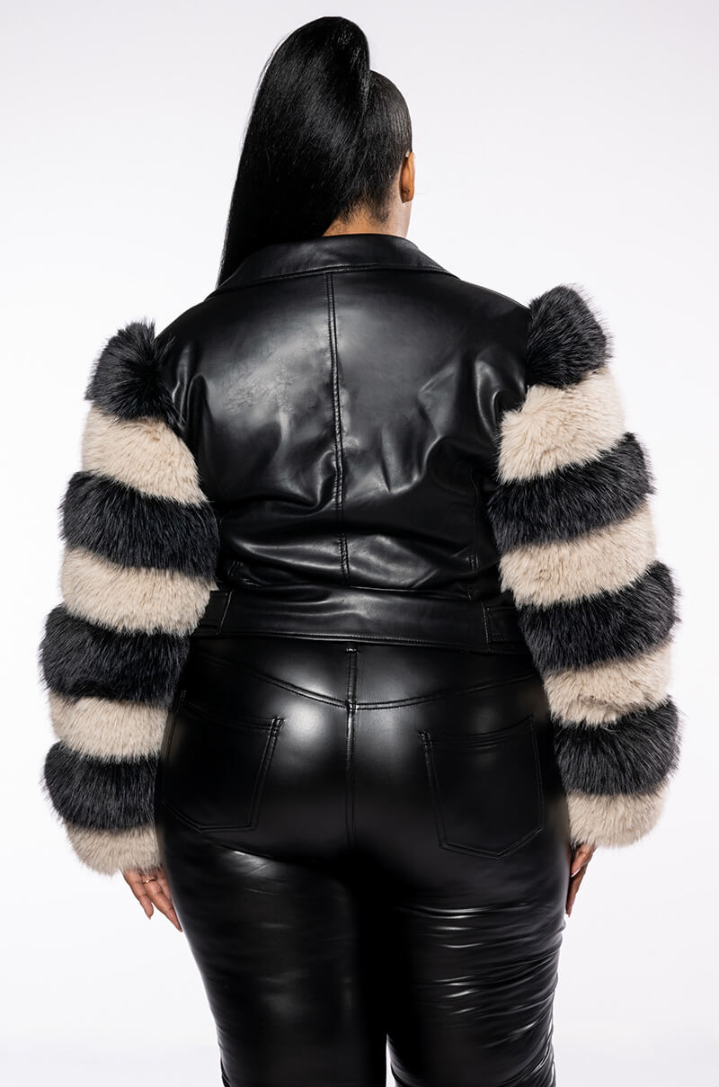 PLUS VENETA MOTO WITH FAUX FUR ARMS