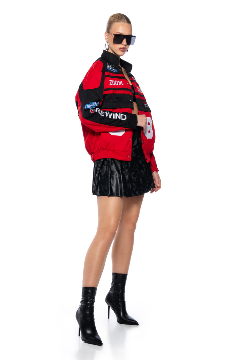 ZOOM ZOOM TWO IN ONE BOMBER SKIRT SET