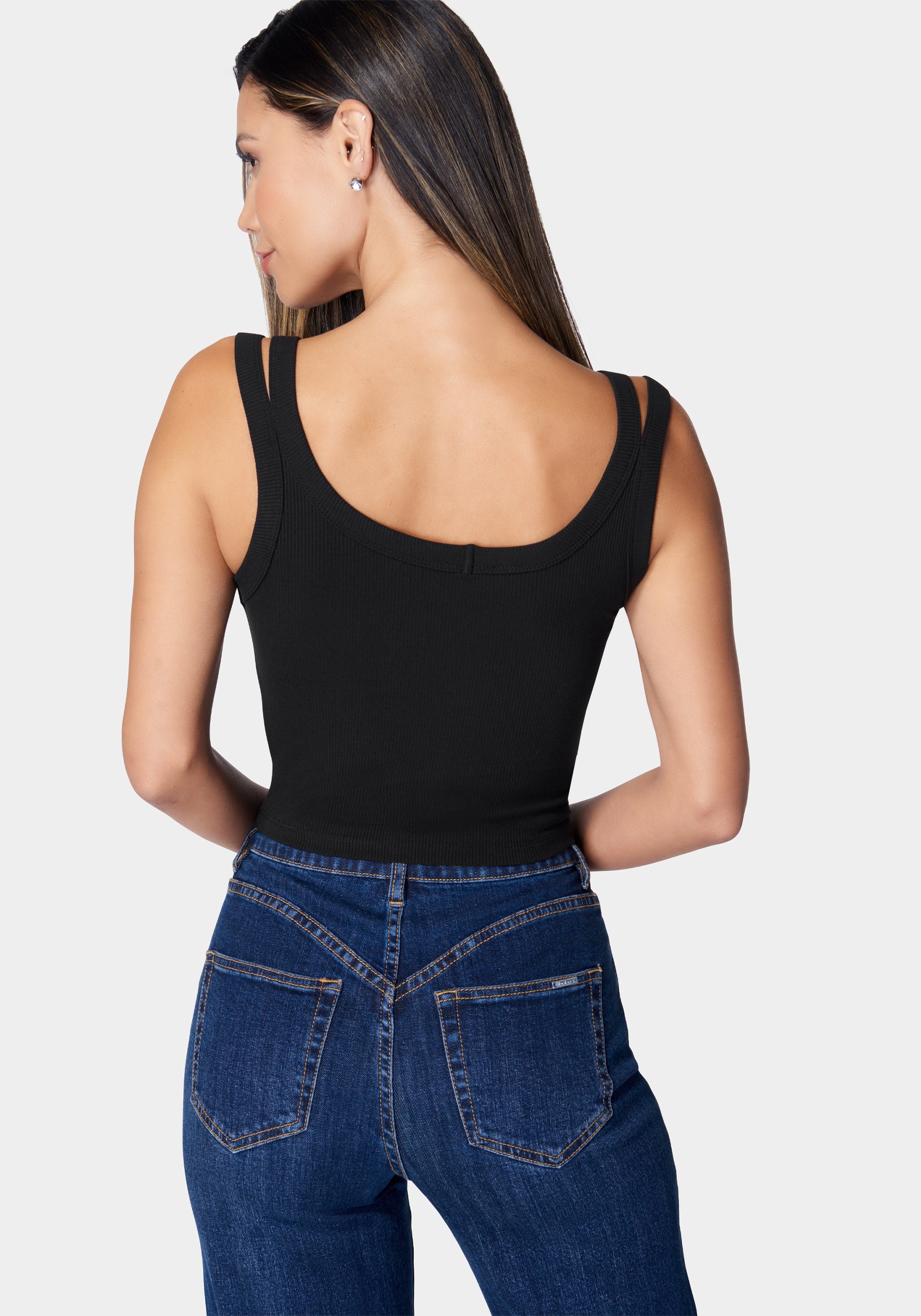 Bebe Logo Cropped Rib Top