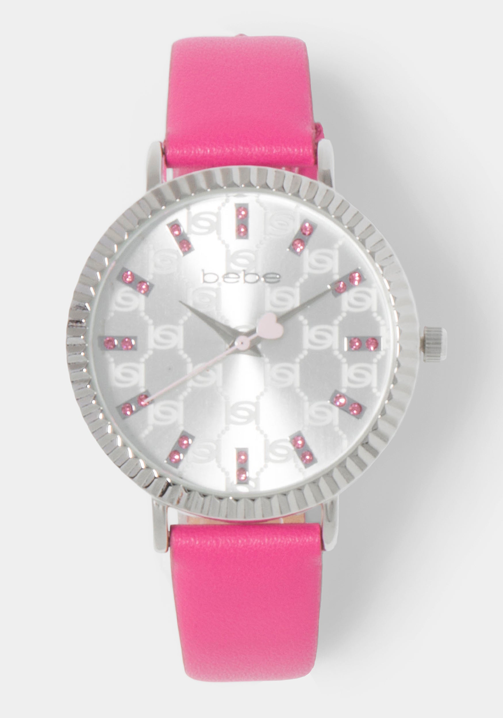 Magenta Strap Watch with Crystal Bezel