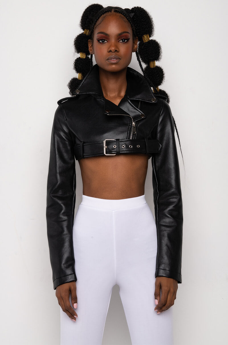 HALF MY HEART ULTRA CROPPED MOTO JACKET