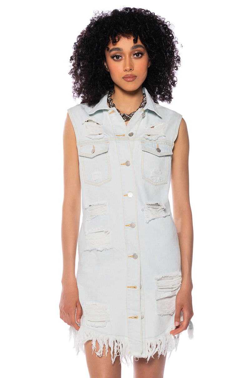 ABBIE DISTRESSED DENIM VEST