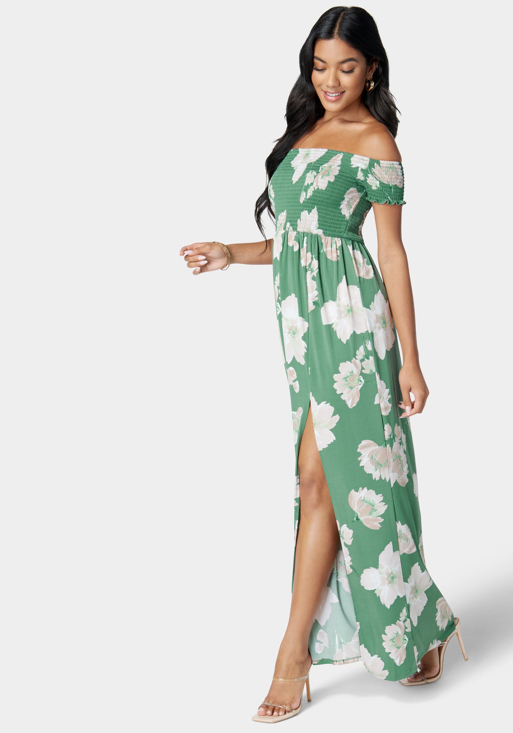 Off Shoulder Slit Maxi Dress