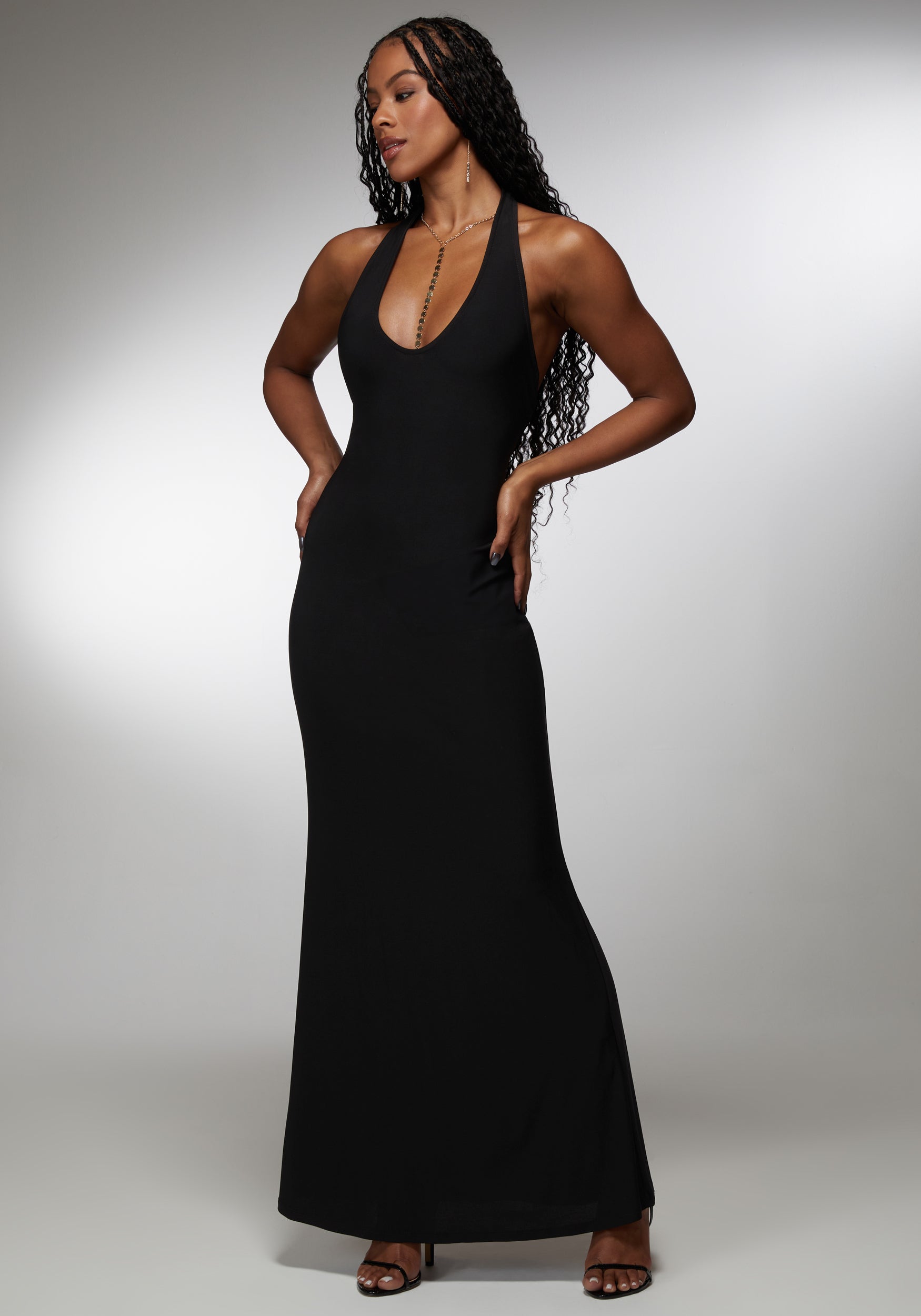 Plunge Neck Maxi With Body Chain