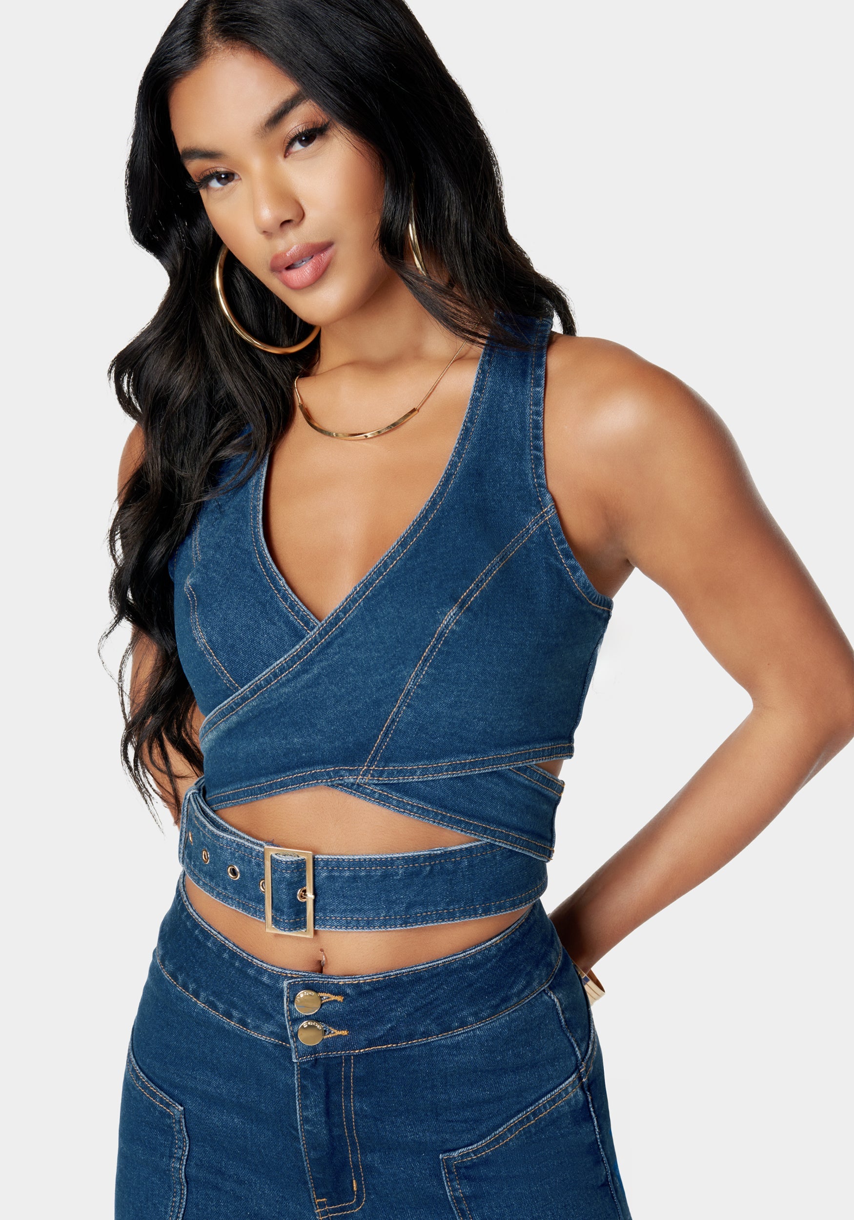 Wrap Denim Top