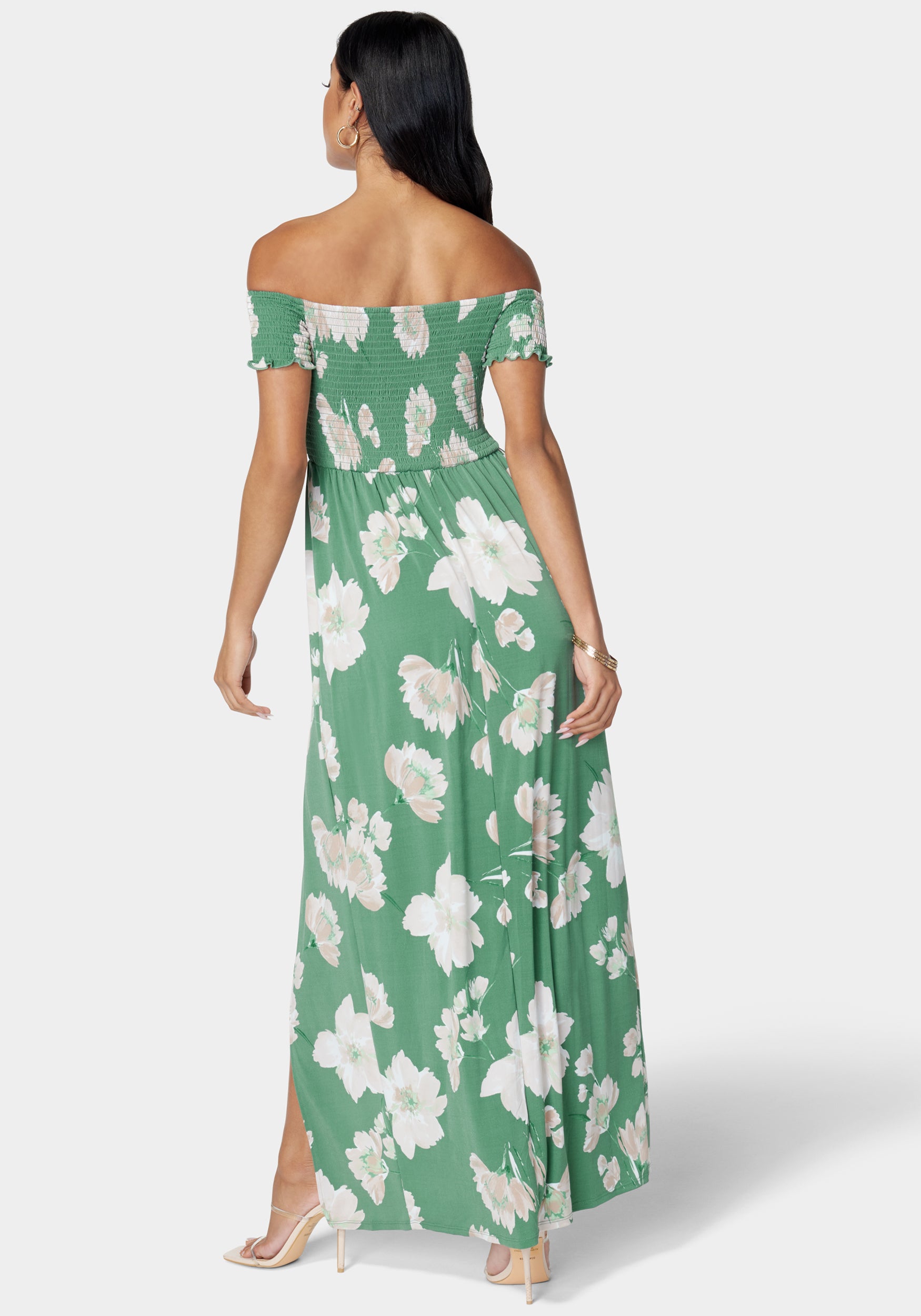 Off Shoulder Slit Maxi Dress