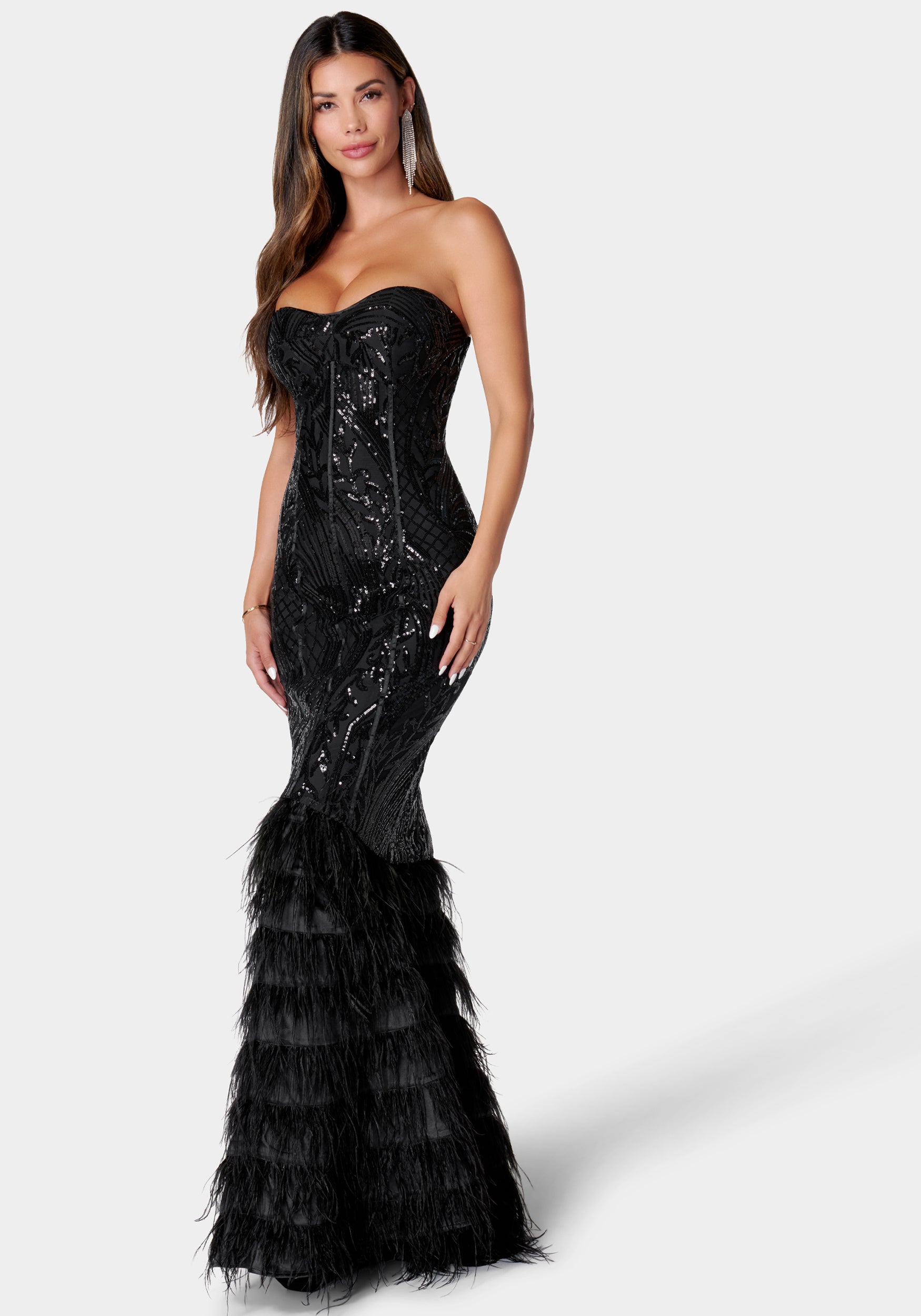 Sequin Feather Gown