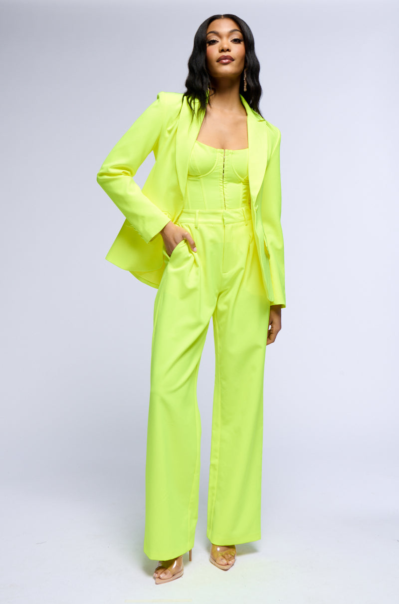 LOOKING SHARP FITTED BLAZER IN NEON YELLOW