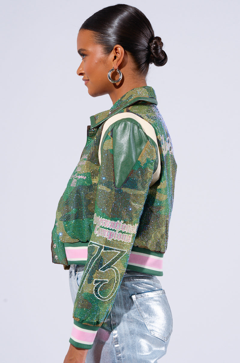 RUN FOR YOUR MONEY EMBELLISHED BOMBER