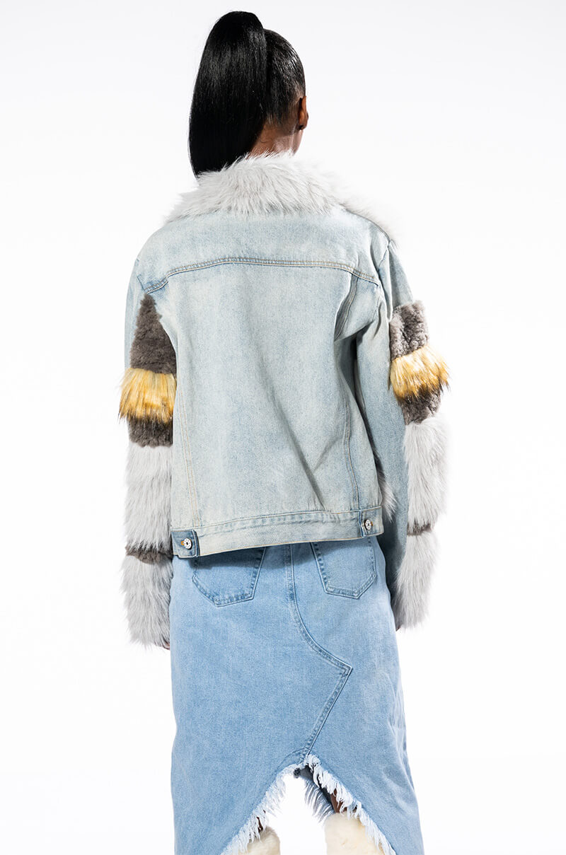 BIA FAUX FUR LAYERED DENIM