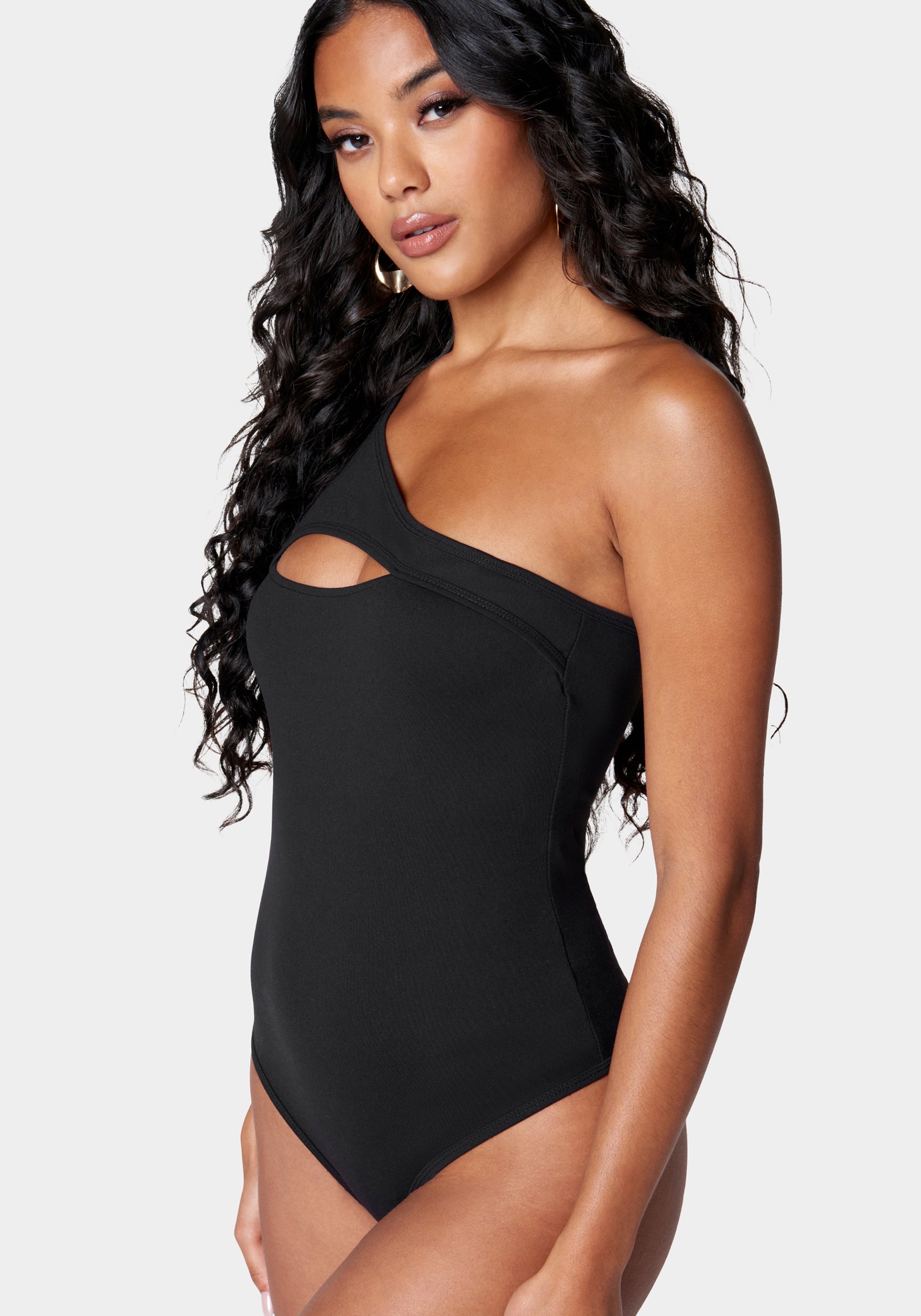 Cutout Asymmetric One Shoulder Bodysuit