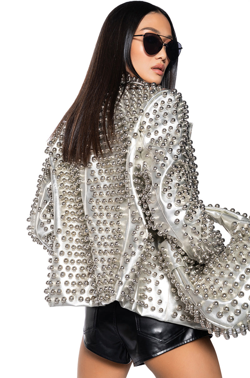 SILVER OMNI STUDDED BLAZER