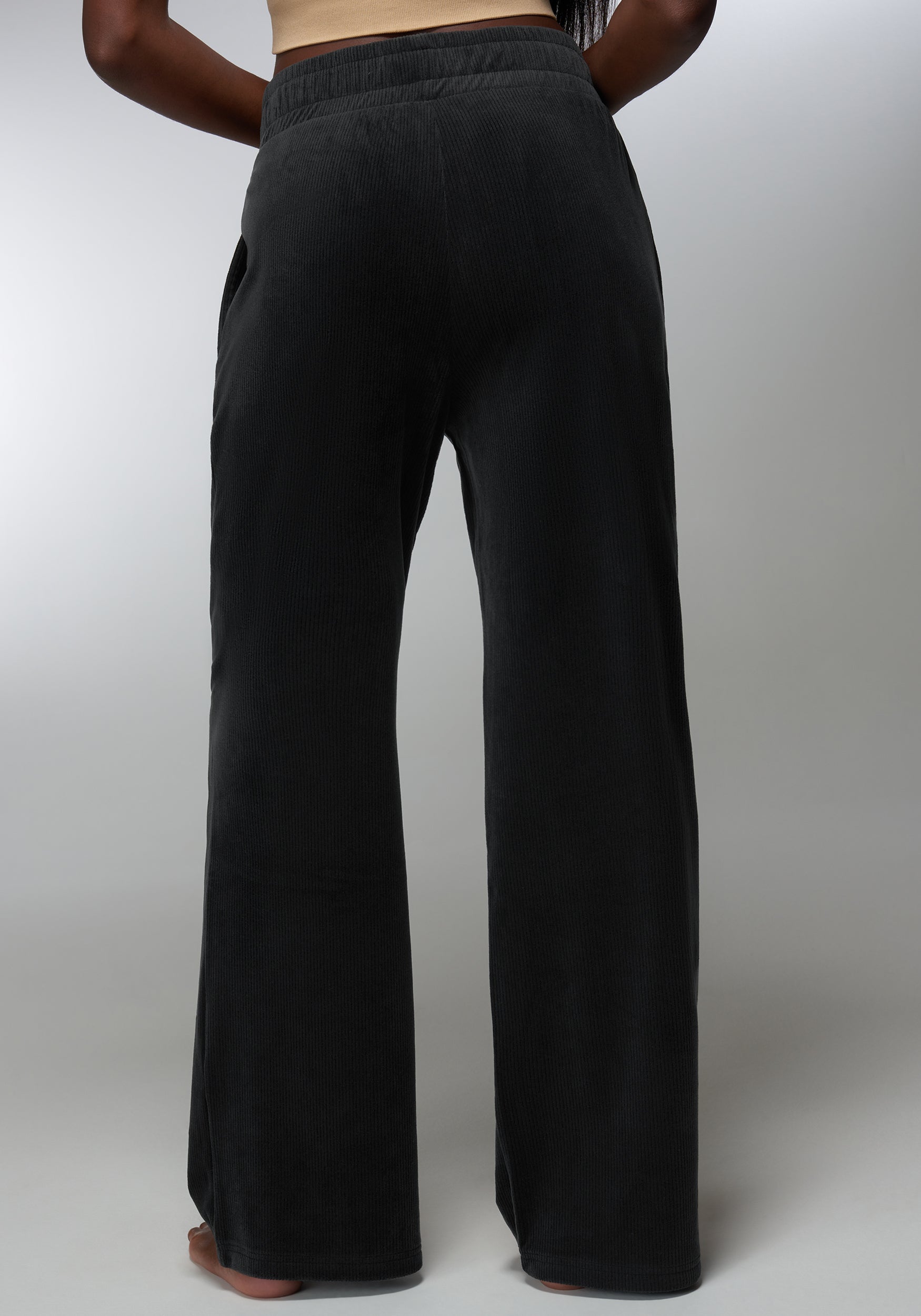 Velour Corded Wide Leg Pant