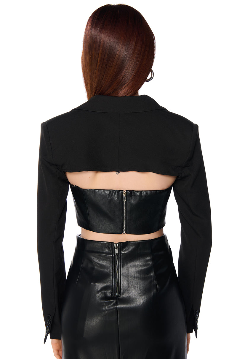 ULTRA CROP BLAZER BOLERO IN BLACK