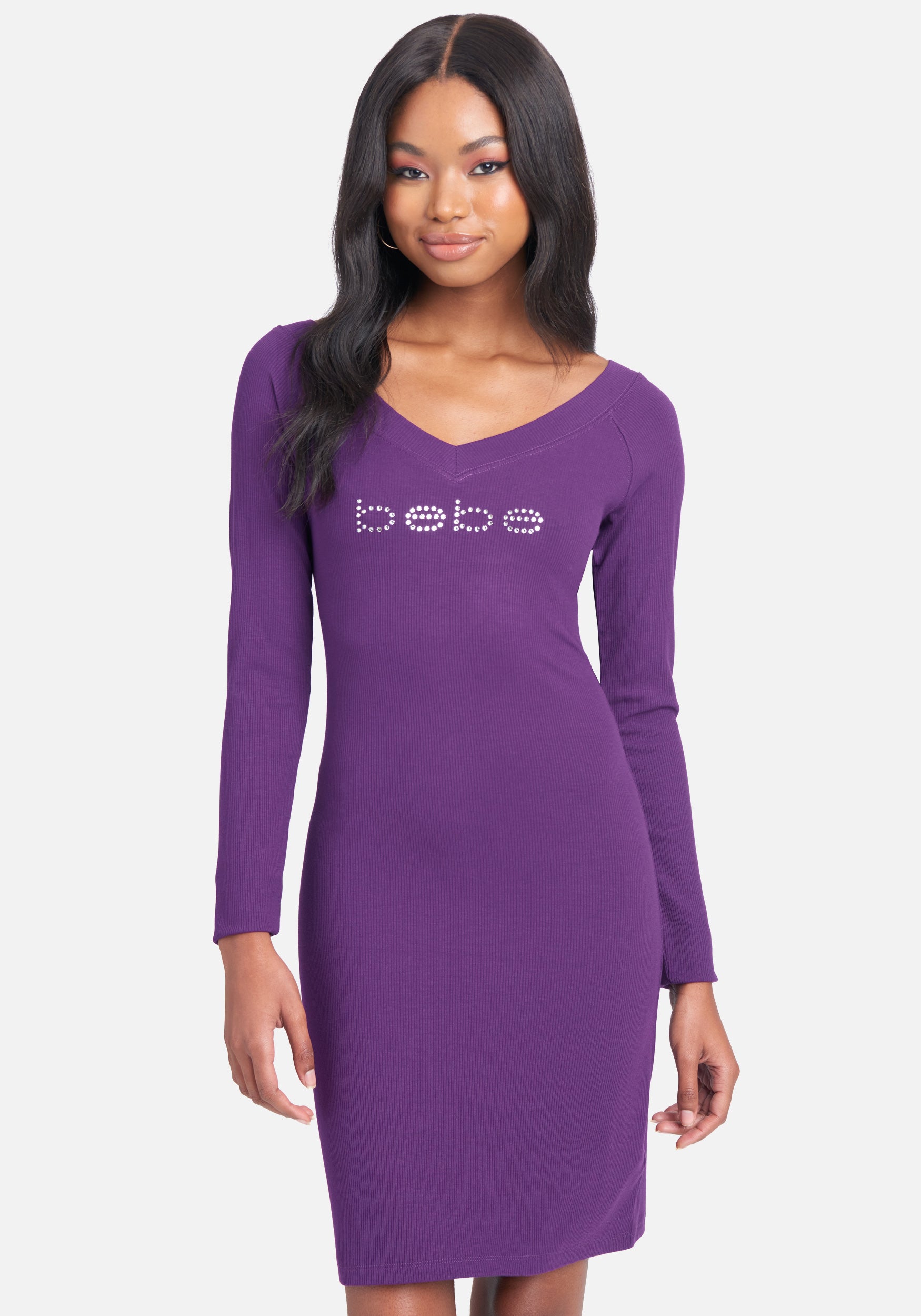 Crystal Logo Long Sleeve Dress