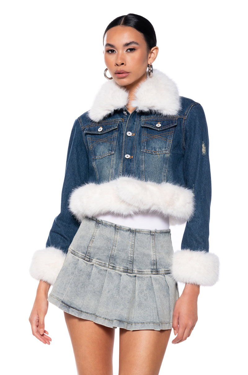 WHEN YOU KNOW YOU KNOW DENIM FUR JACKET