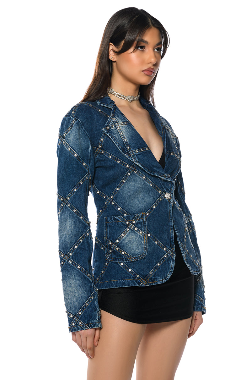 MEENA EMBELLISHED DENIM BLAZER