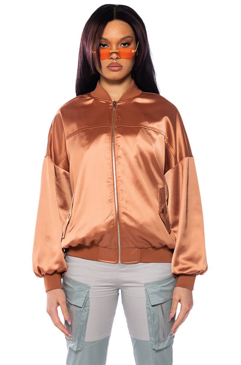 SUNSET DESERT SATIN OVERSIZED BOMBER