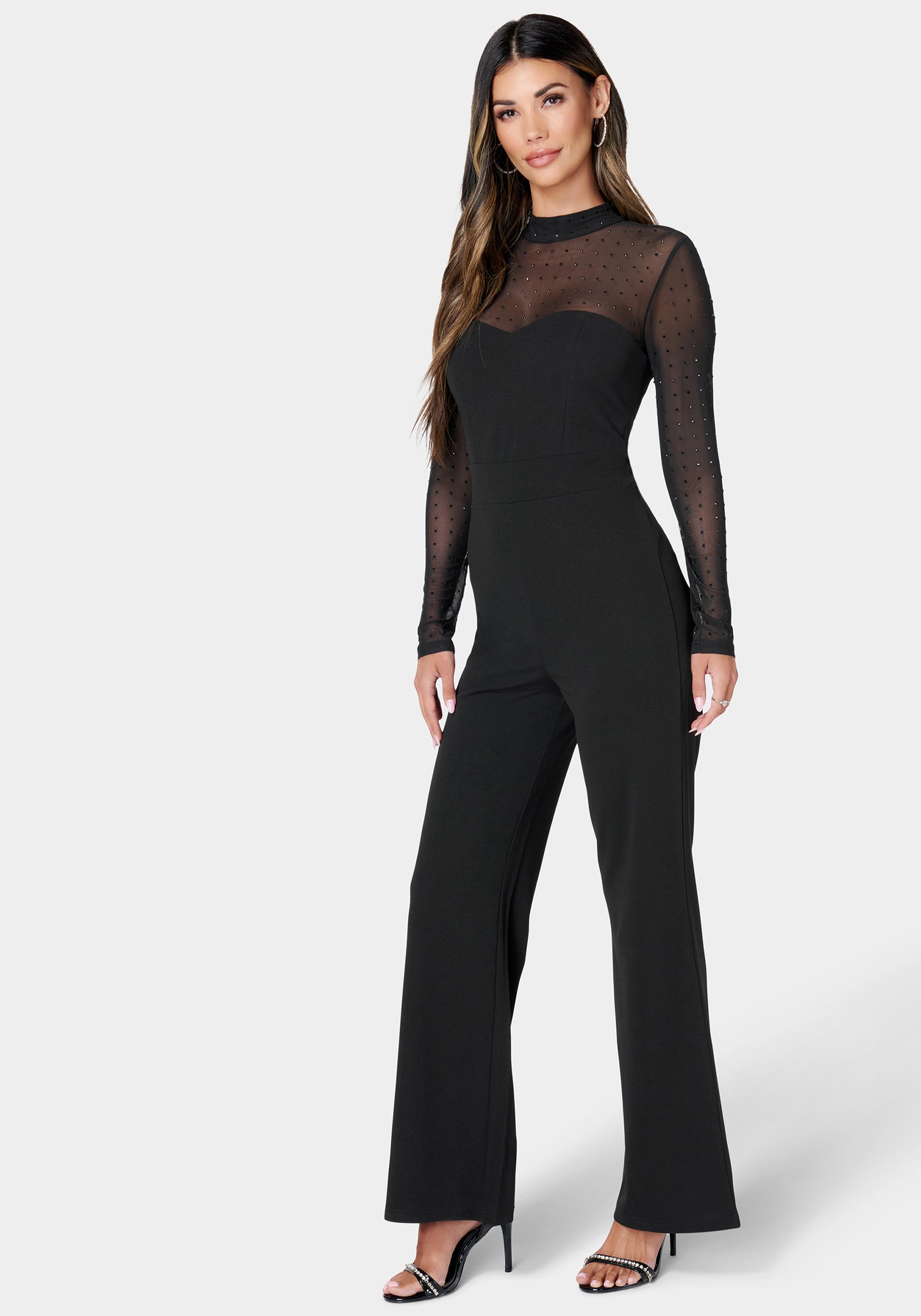 Sparkle Mesh Inset Jumpsuit