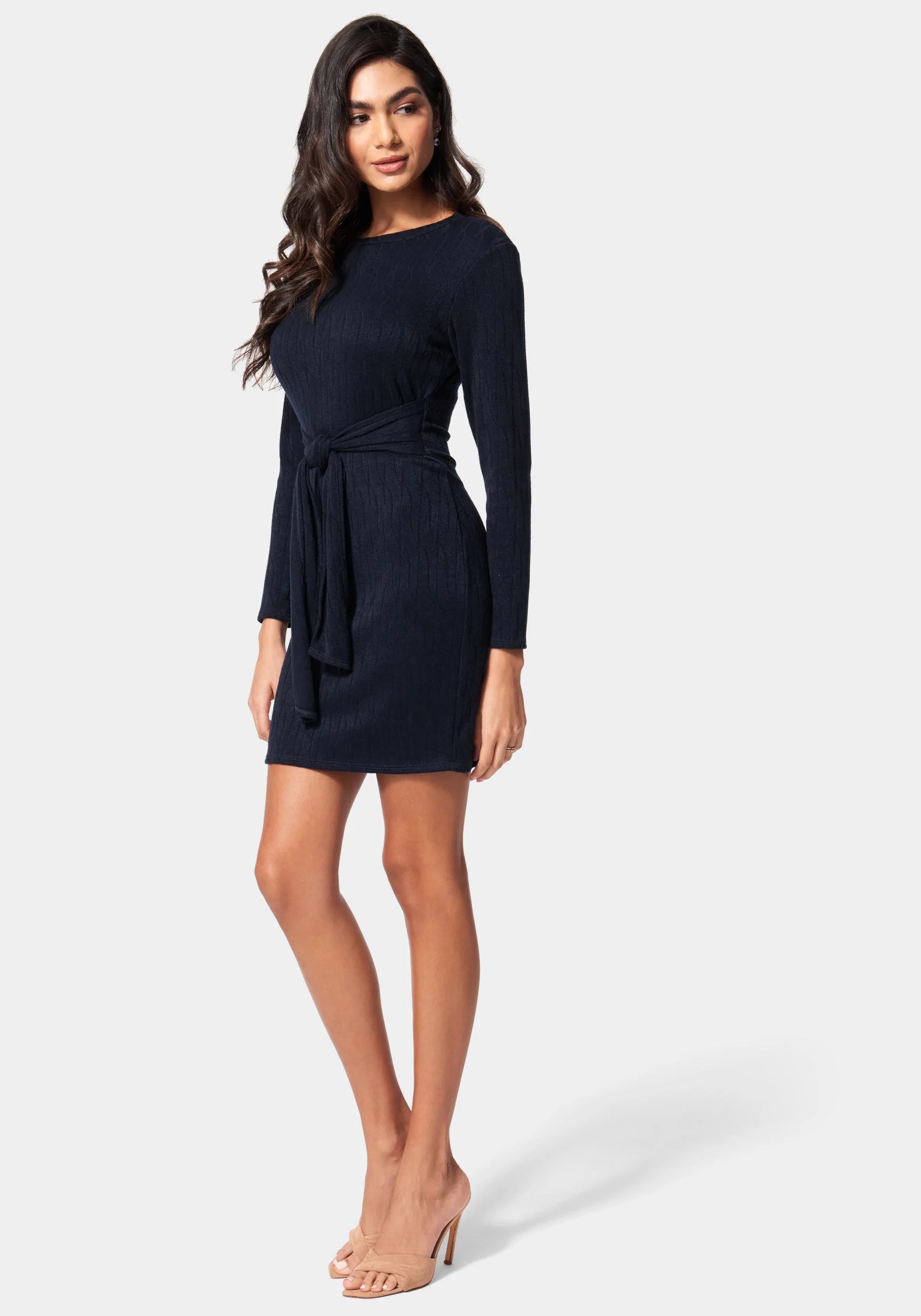 Tie Waist Cable Knit Dress