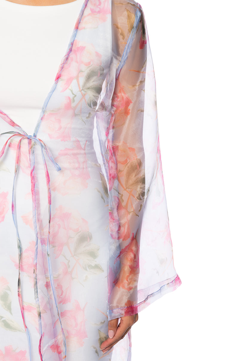 NOW AND FOREVER FLORAL CHIFFON DUSTER