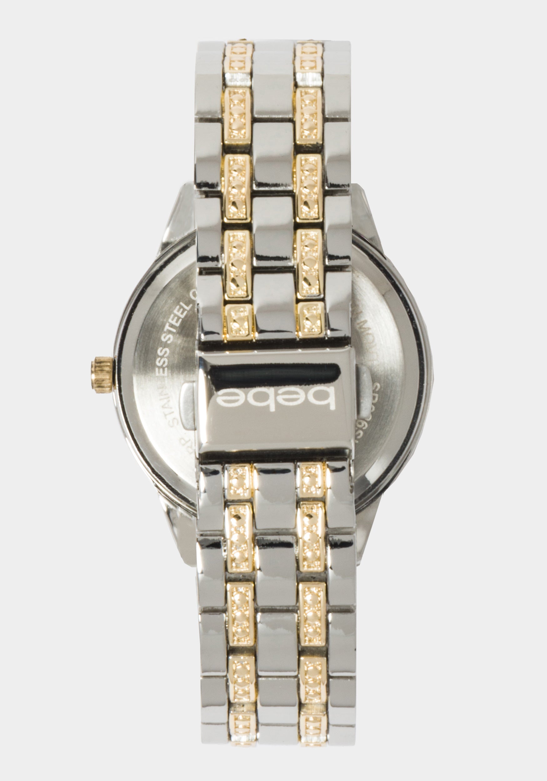 Silver Textured Dial Crystal Bezel Watch