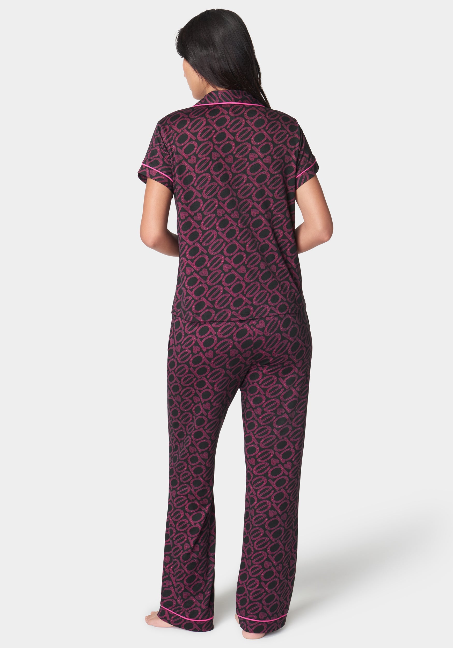 Printed Notch Collar Pant Set