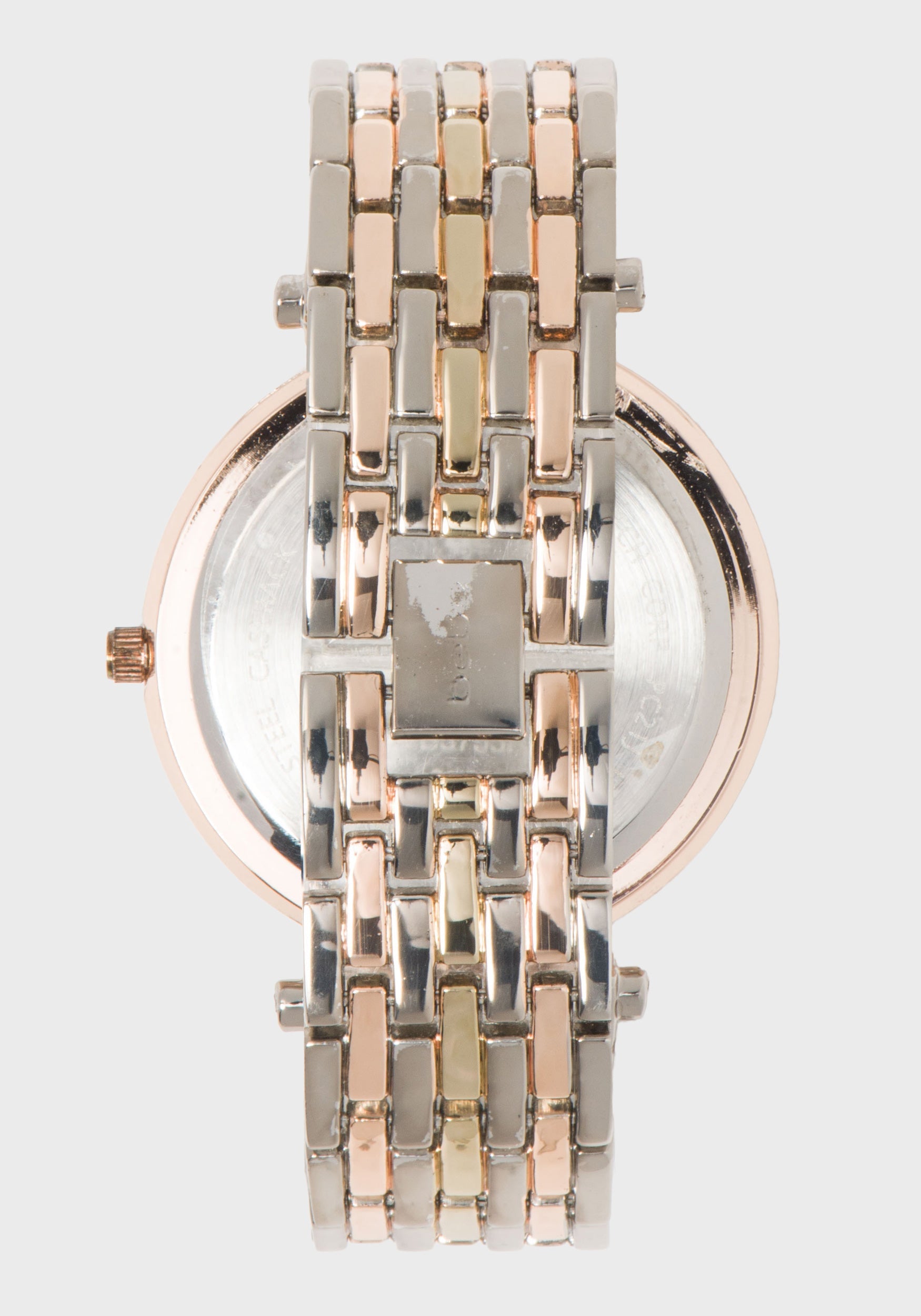 Tri-Tone Crystal Bezel Watch