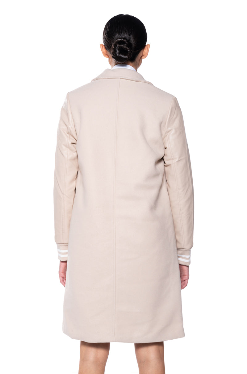 BRENTWOOD VARSITY TRENCH JACKET IN IVORY