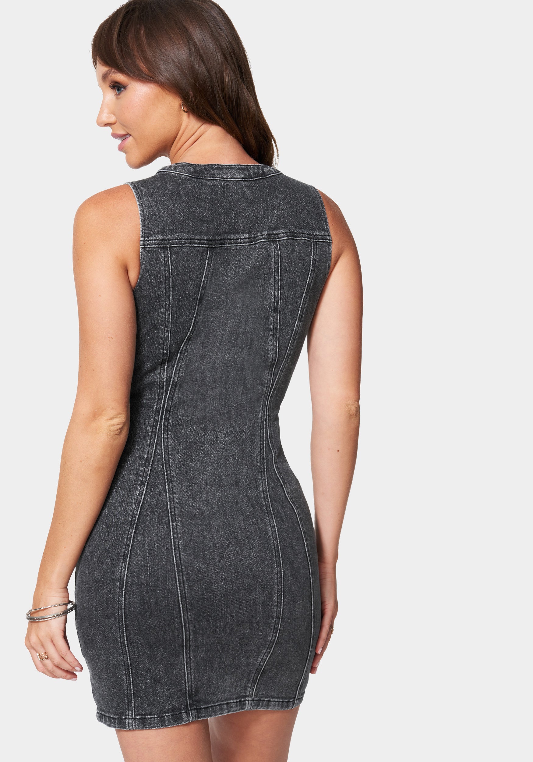 Corset Detail Denim Dress