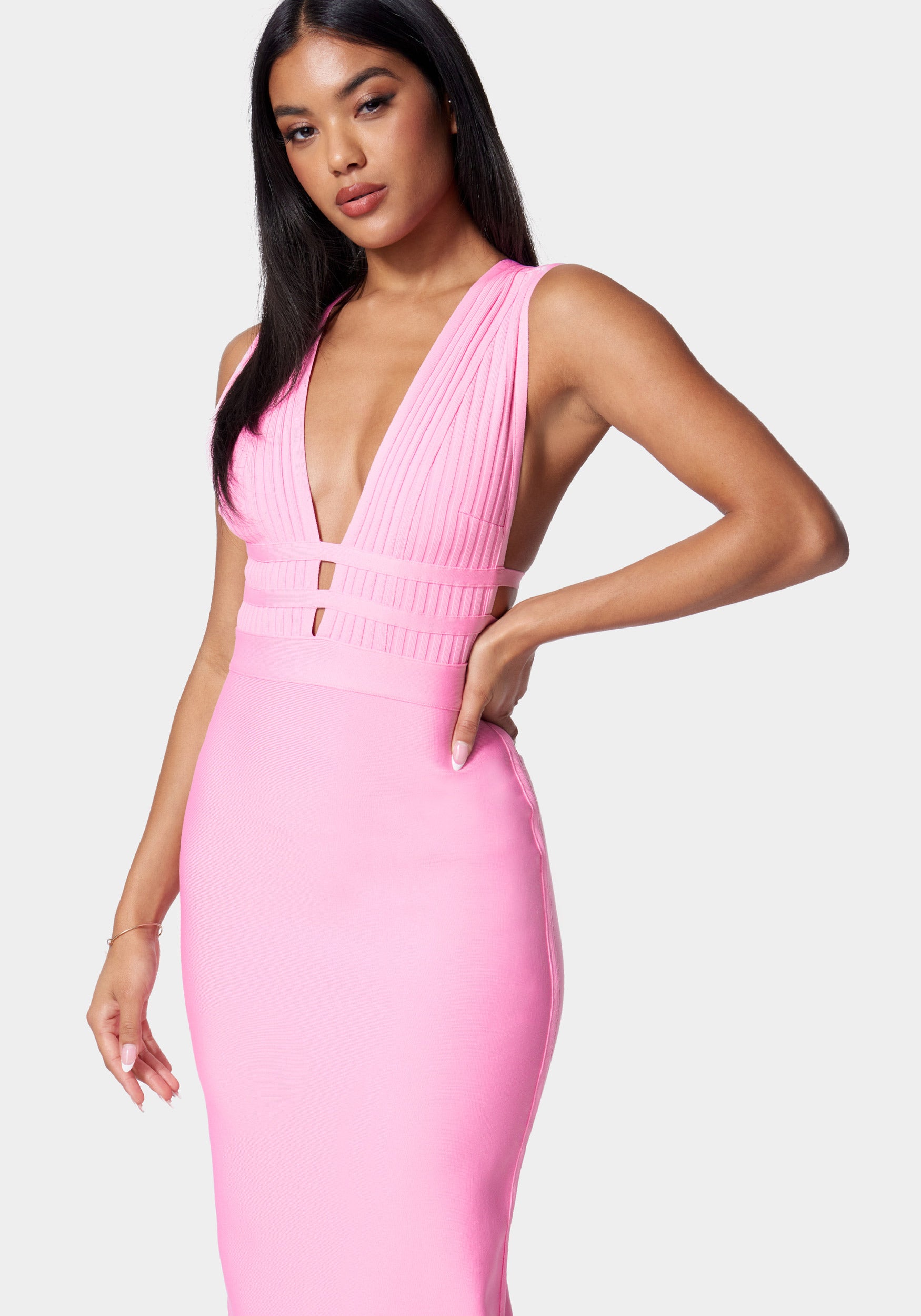 Luxe Bandage Plunge Neck Gown