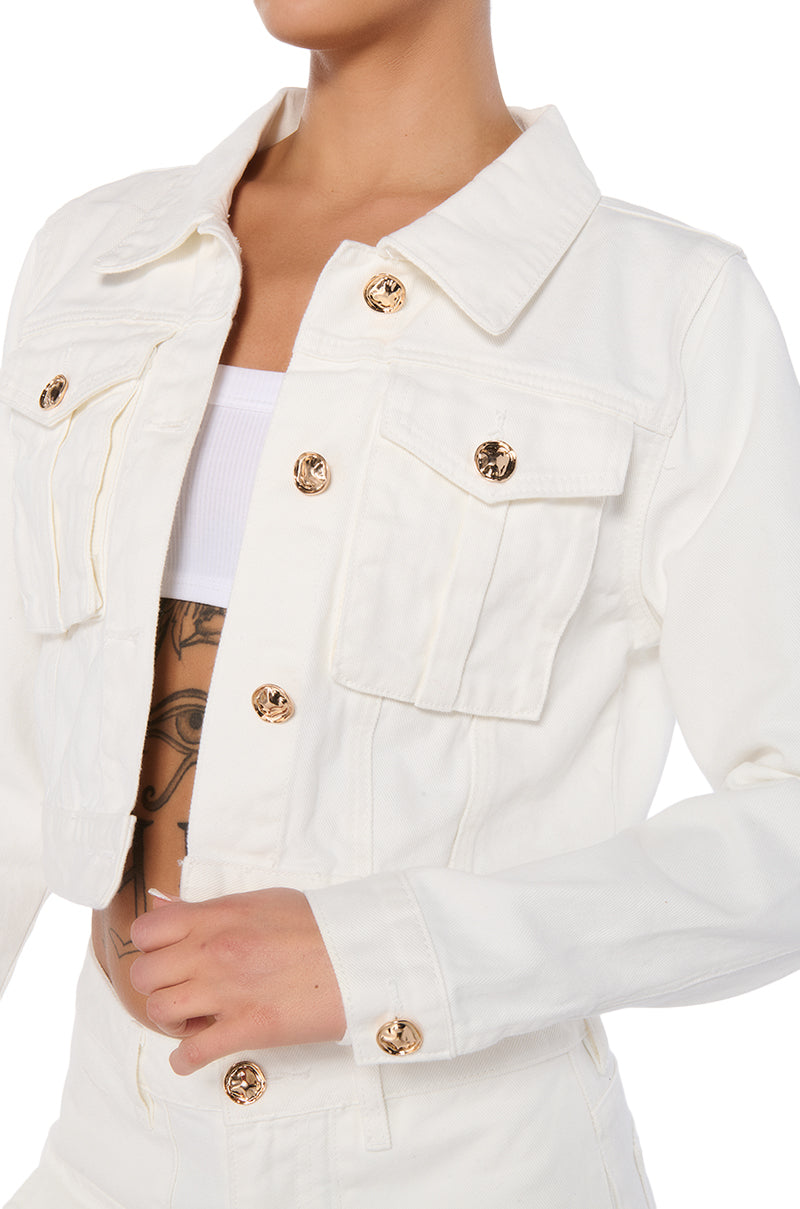 ELEVATED WHITE WASH DENIM UTILITY JACKET