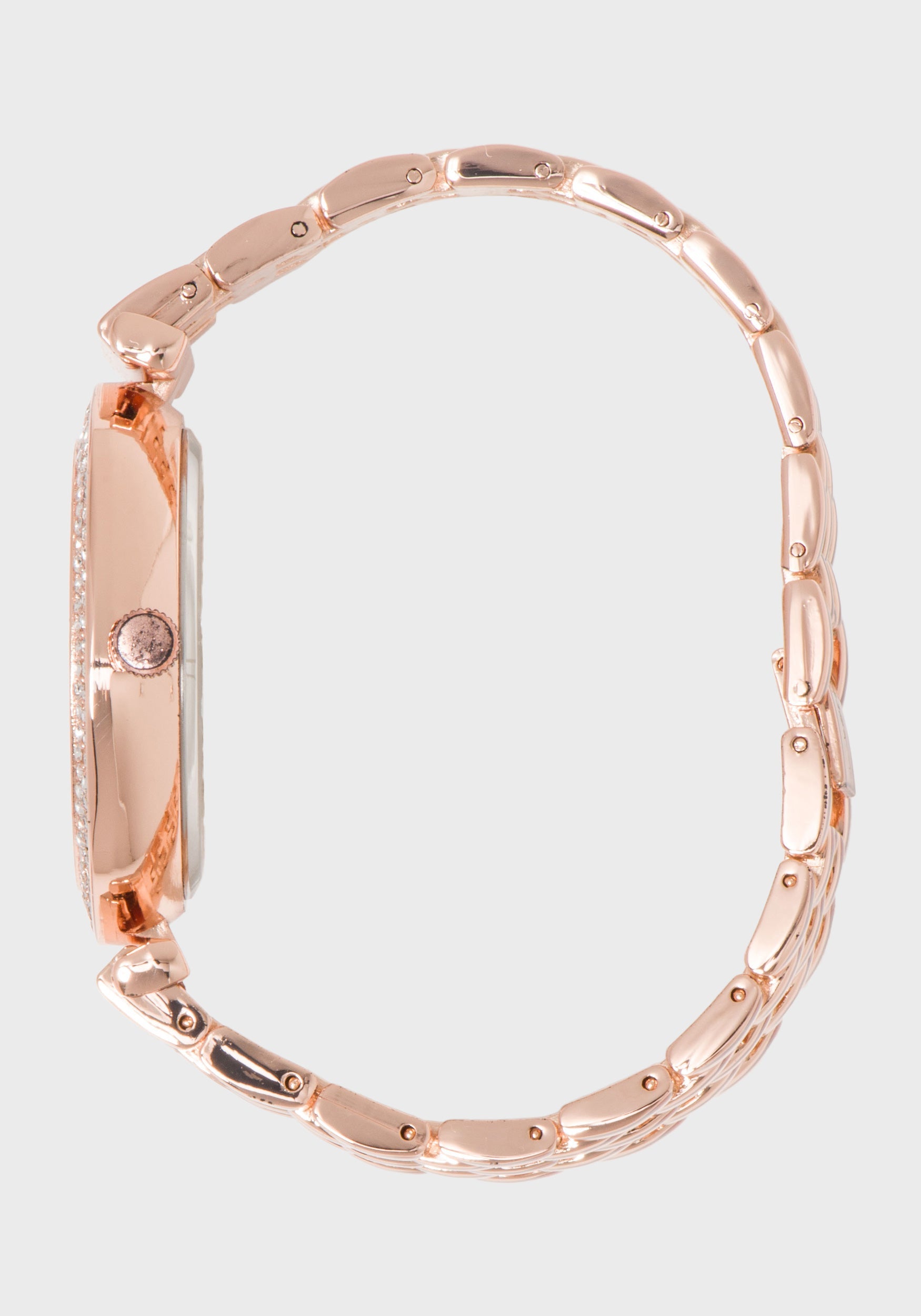 Rose Gold Crystal Bezel Logo Watch