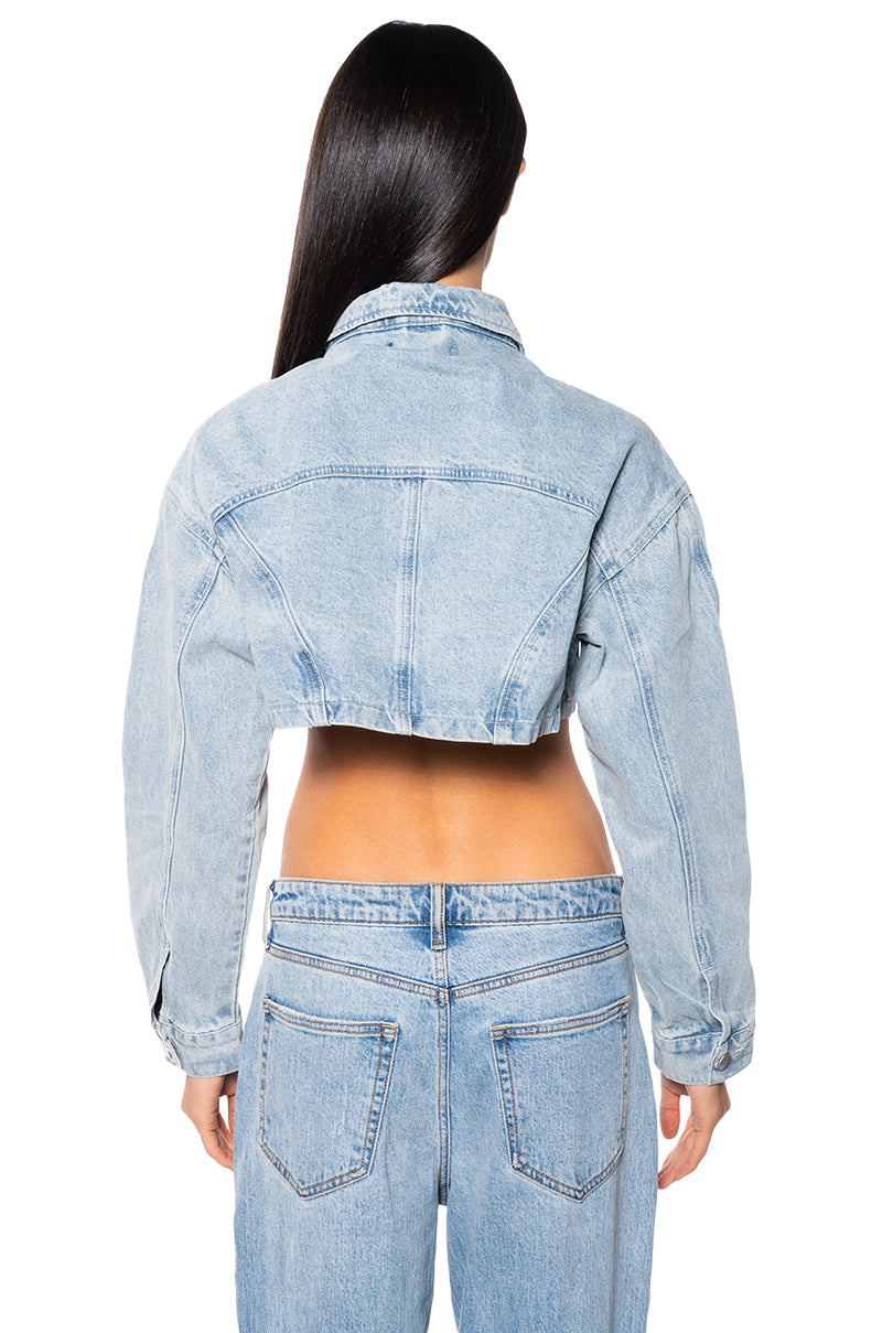 WHAT YOU NEED DENIM CROP JACKET