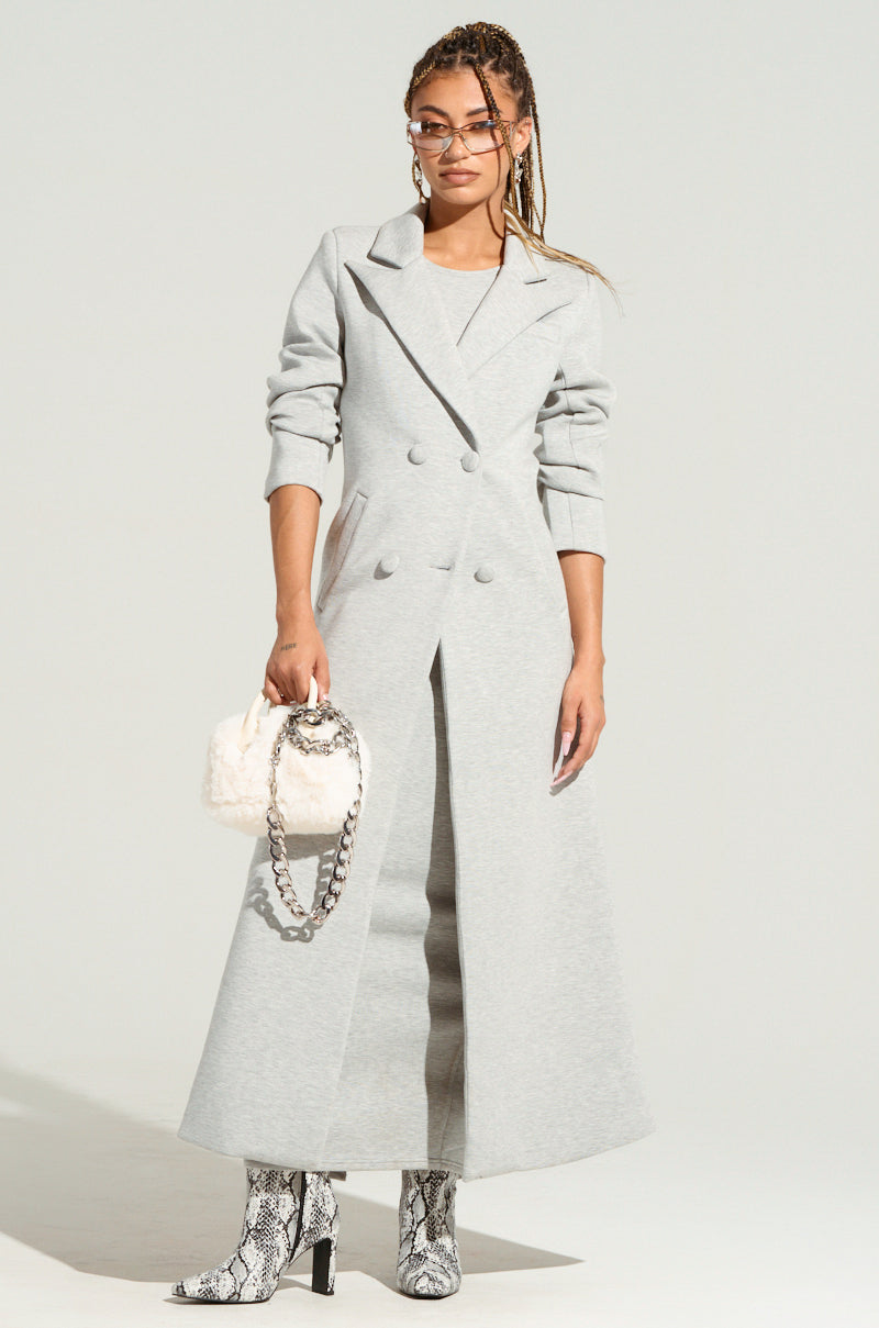 COCOA BUTTER SCUBA TRENCH IN GREY