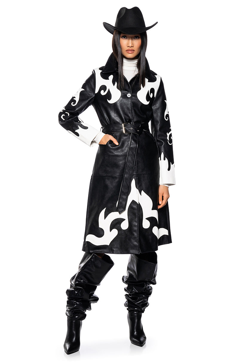 ROBOT COWGIRL PU TRENCH JACKET