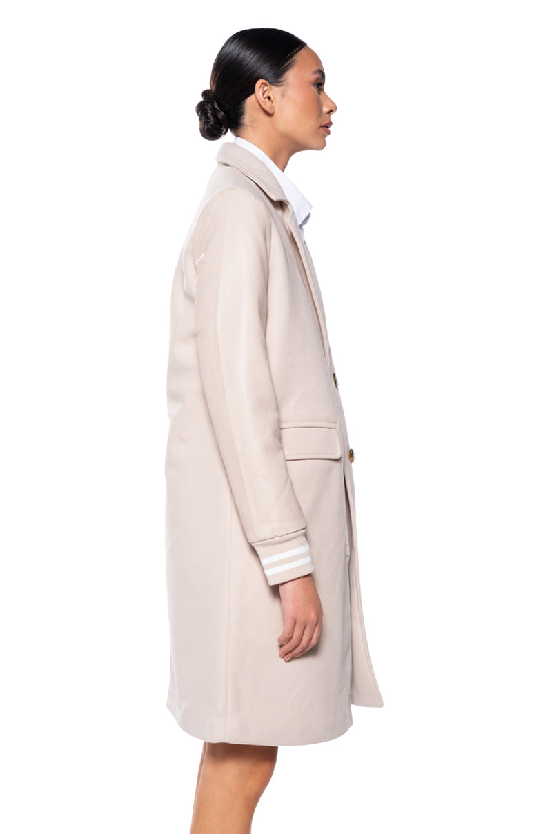 BRENTWOOD VARSITY TRENCH JACKET IN IVORY